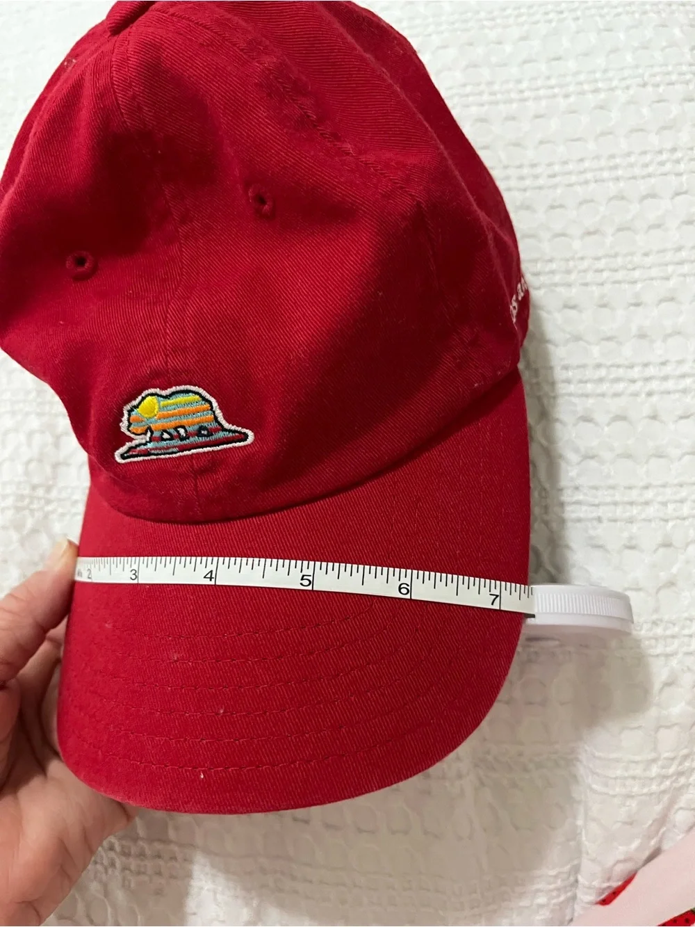 Vineyard Vines Red Youth Low Profile Baseball Cap with Grizzly Bear One Size